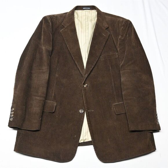 Statements 48R Brown Wide‎ Wale Corduroy Mens Blazer Suit Jacket Sport Coat
